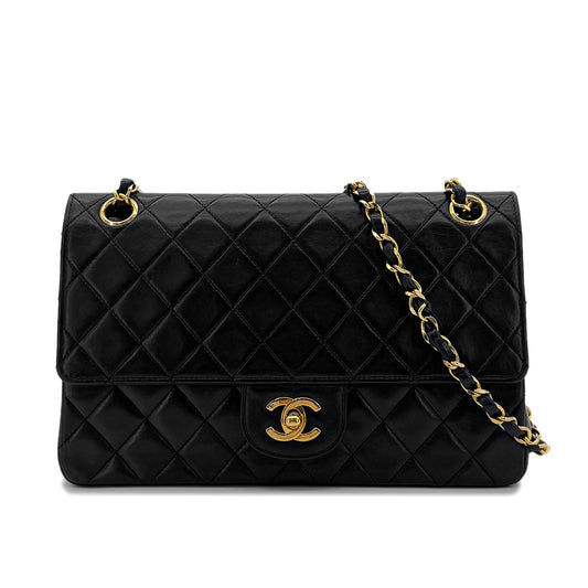 CHANEL VINTAGE MATELASSE CHAIN SHOULDER BAG BLACK LAMB SKIN 90286191