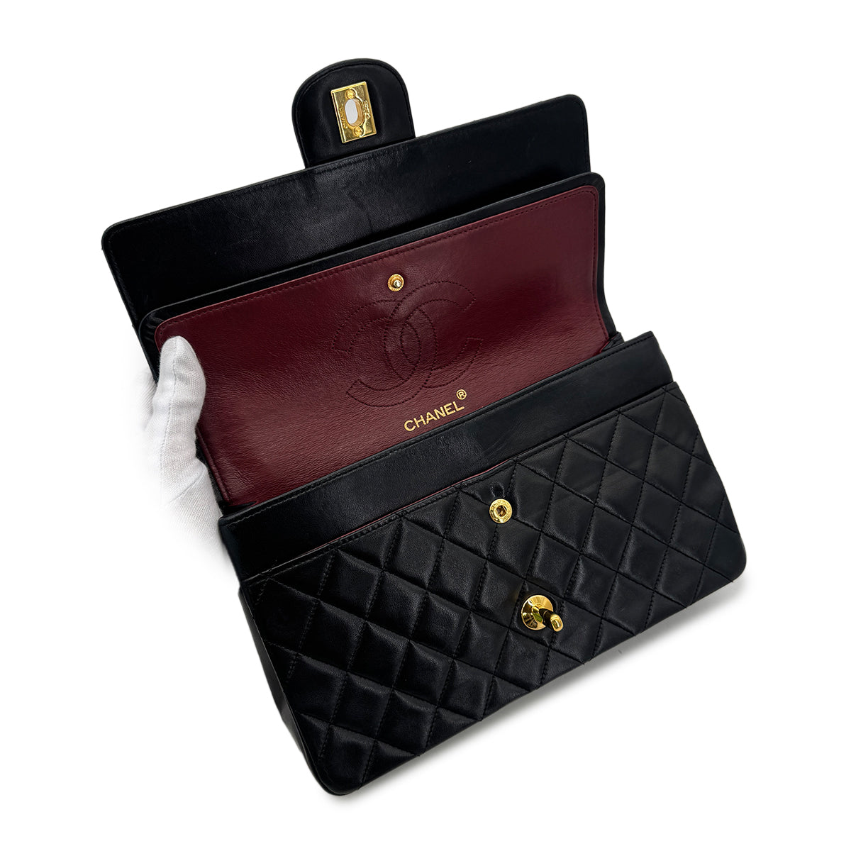 CHANEL VINTAGE MATELASSE CHAIN SHOULDER BAG BLACK LAMB SKIN 90286191
