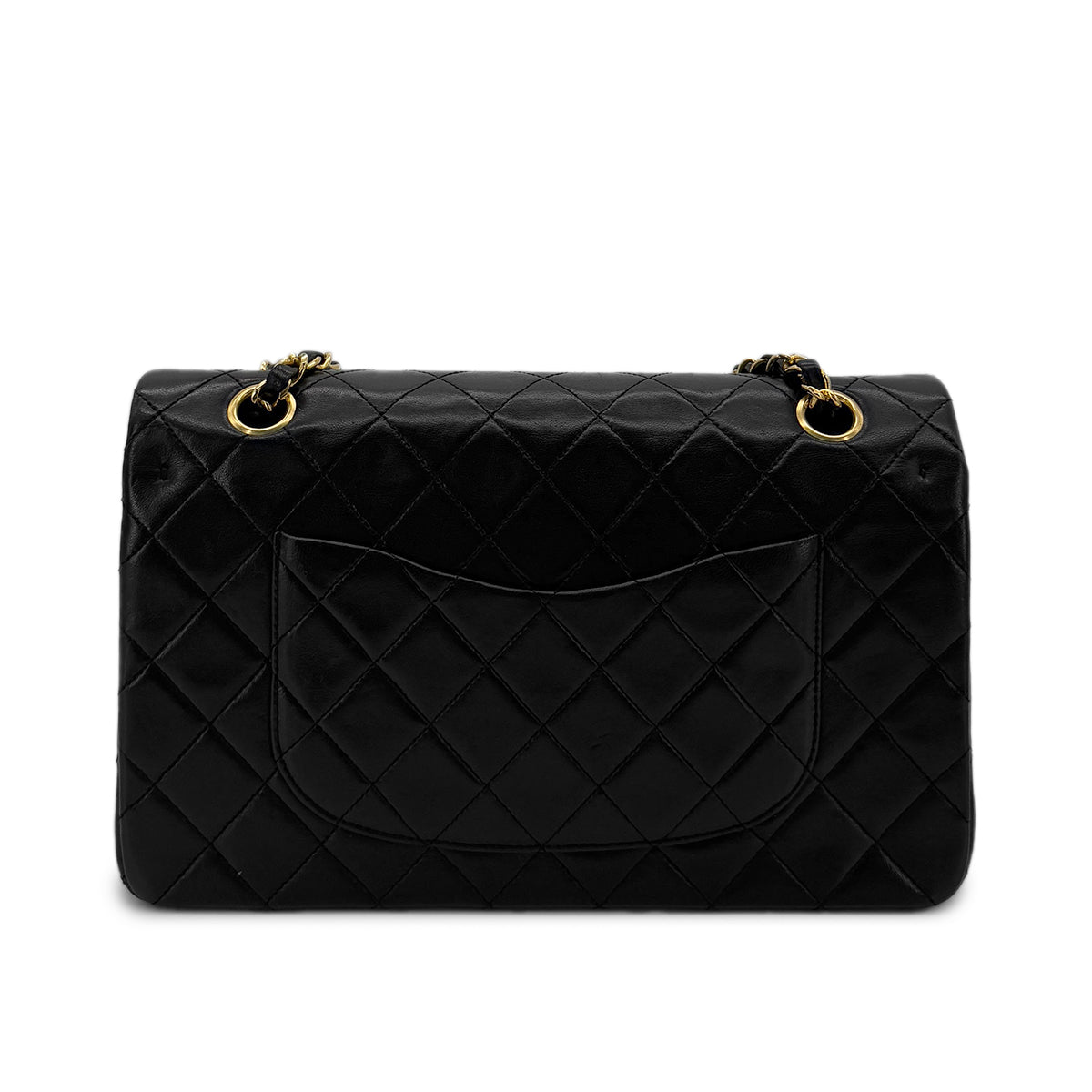 CHANEL VINTAGE CLASSIC FLAP MEDIUM CHAIN SHOULDER BAG BLACK LAMB SKIN 90286192