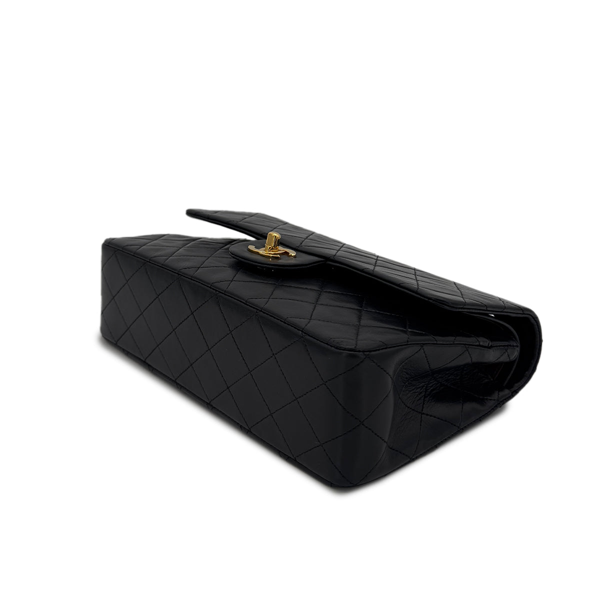 CHANEL VINTAGE CLASSIC FLAP MEDIUM CHAIN SHOULDER BAG BLACK LAMB SKIN 90286192