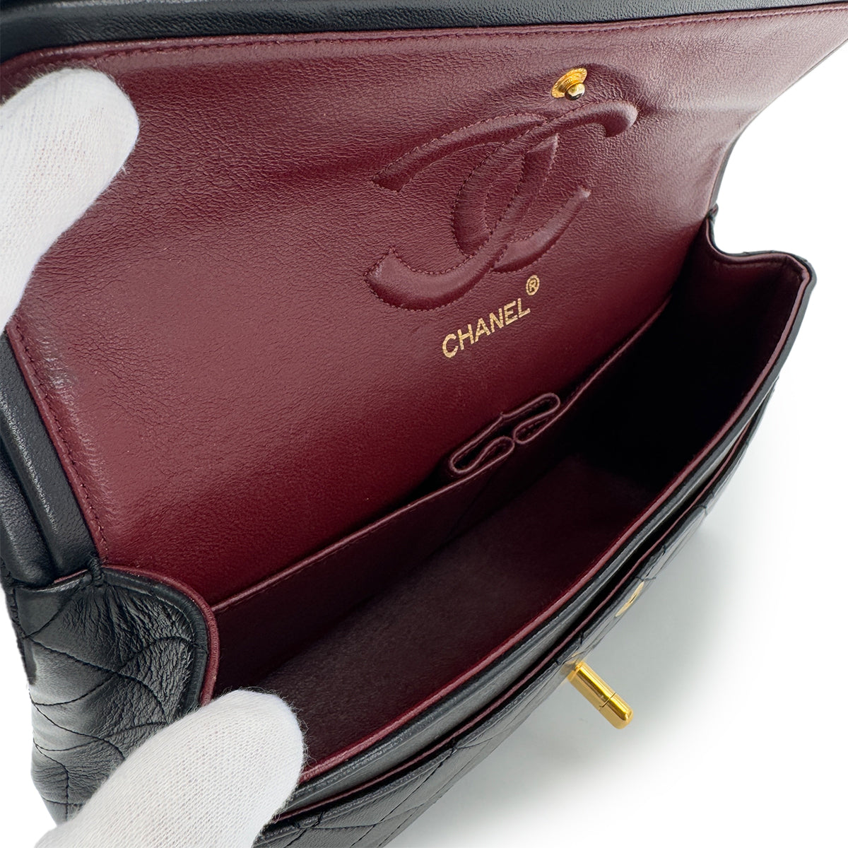 CHANEL VINTAGE CLASSIC FLAP MEDIUM CHAIN SHOULDER BAG BLACK LAMB SKIN 90286192