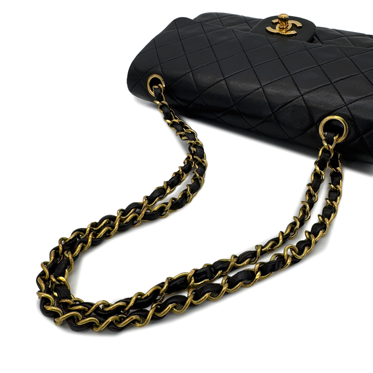 CHANEL VINTAGE CLASSIC FLAP SMALL CHAIN SHOULDER BAG BLACK LAMB SKIN 90286193