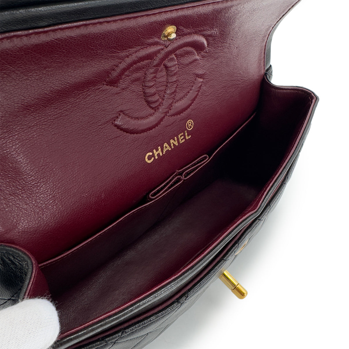 CHANEL VINTAGE CLASSIC FLAP SMALL CHAIN SHOULDER BAG BLACK LAMB SKIN 90286193