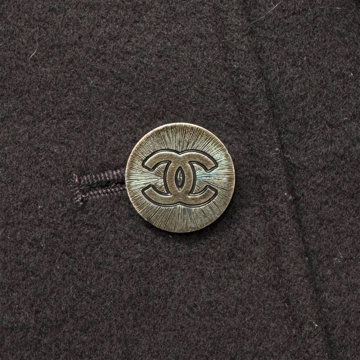 CHANEL VINTAGE COCO BUTTON JACKET BROWN CASHMERE 44 98A RTW 90286194