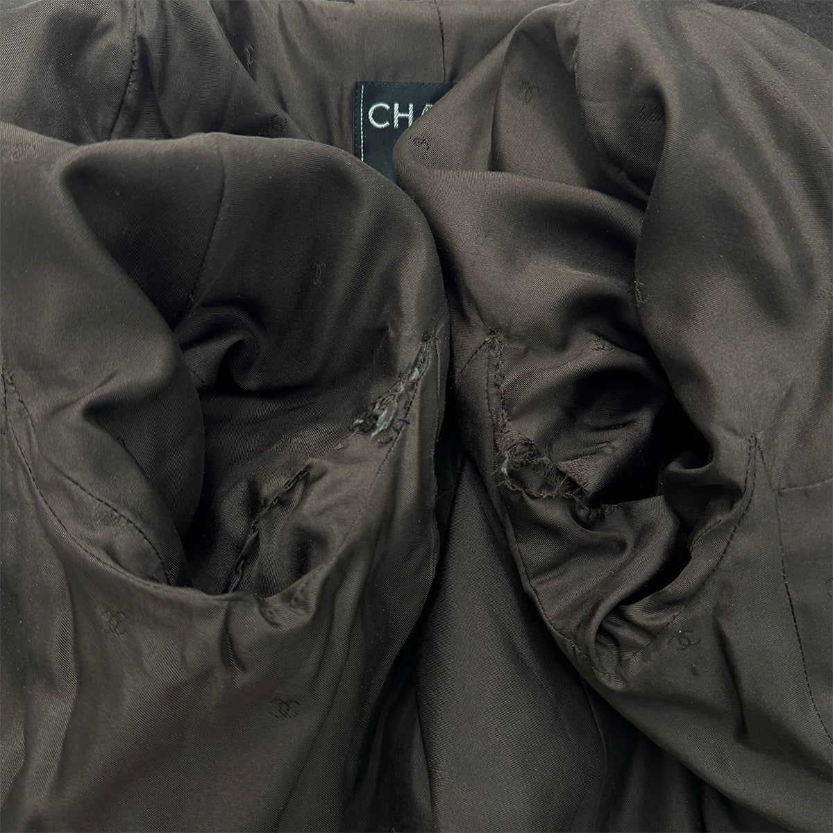 CHANEL VINTAGE COCO BUTTON JACKET BROWN CASHMERE 44 98A RTW 90286194