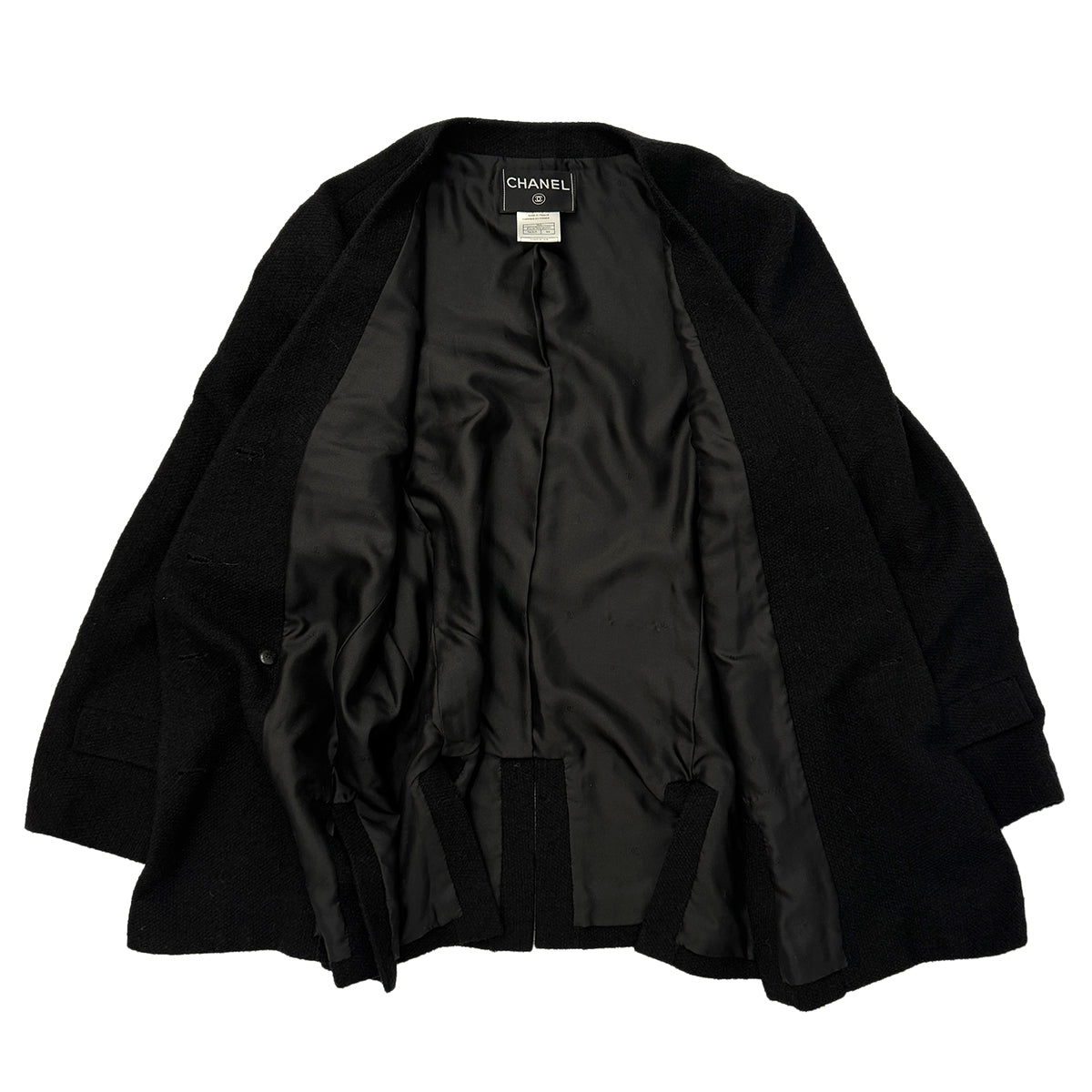 CHANEL VINTAGE COCO BUTTON JACKET BLACK WOOL 44 98A RTW 90286195