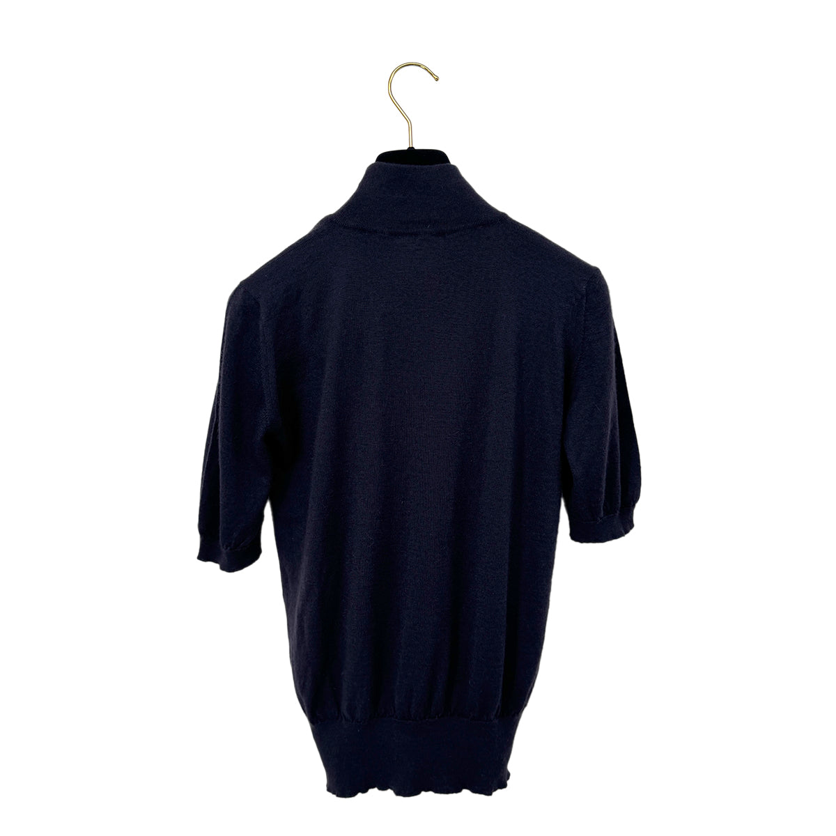 CHANEL VINTAGE TURTLENECK TOPS COCO NAVY CASHMERE 40 96A RTW 90286198