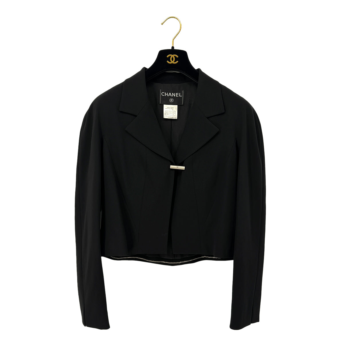 CHANEL VINTAGE JACKET PANTS SET BLACK WOOL 40 99A RTW 90286201