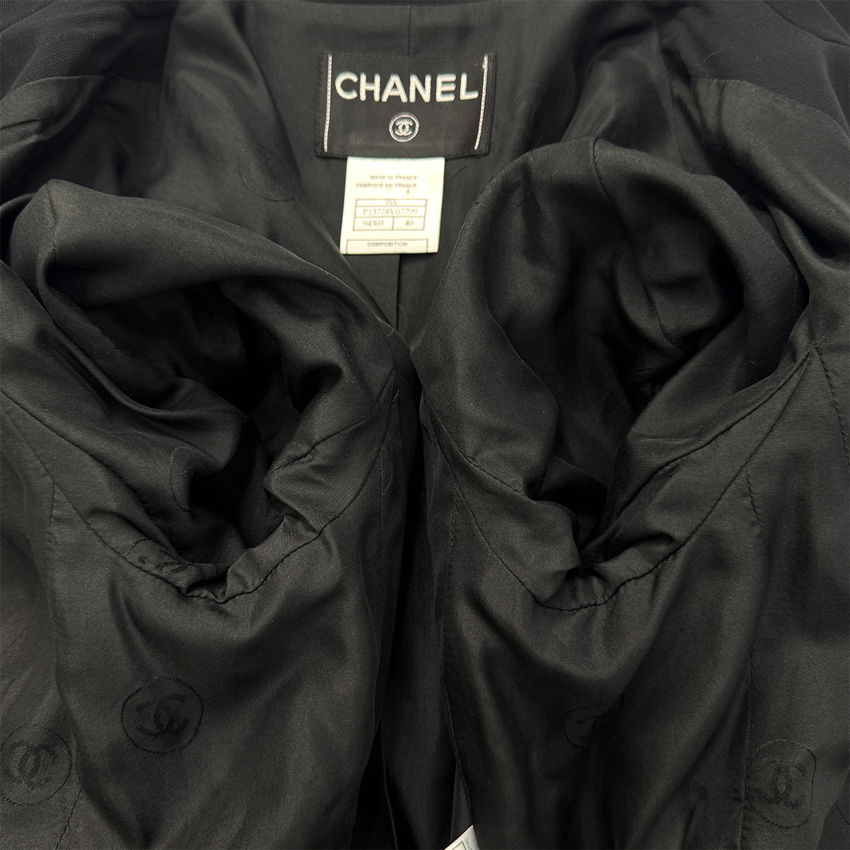 CHANEL VINTAGE JACKET PANTS SET BLACK WOOL 40 99A RTW 90286201