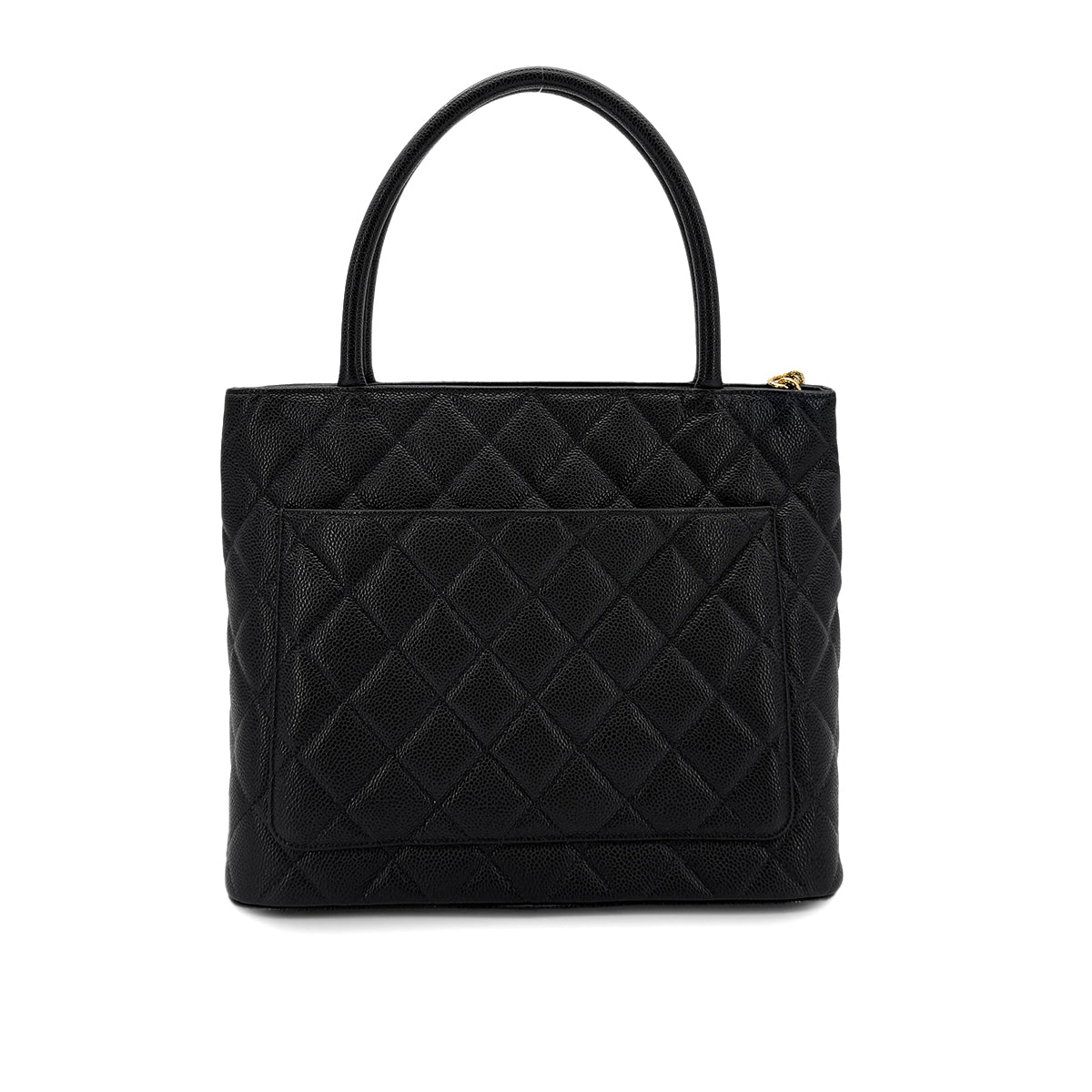 CHANEL VINTAGE MEDALLION TOTE BAG BLACK CAVIAR SKIN 90286569