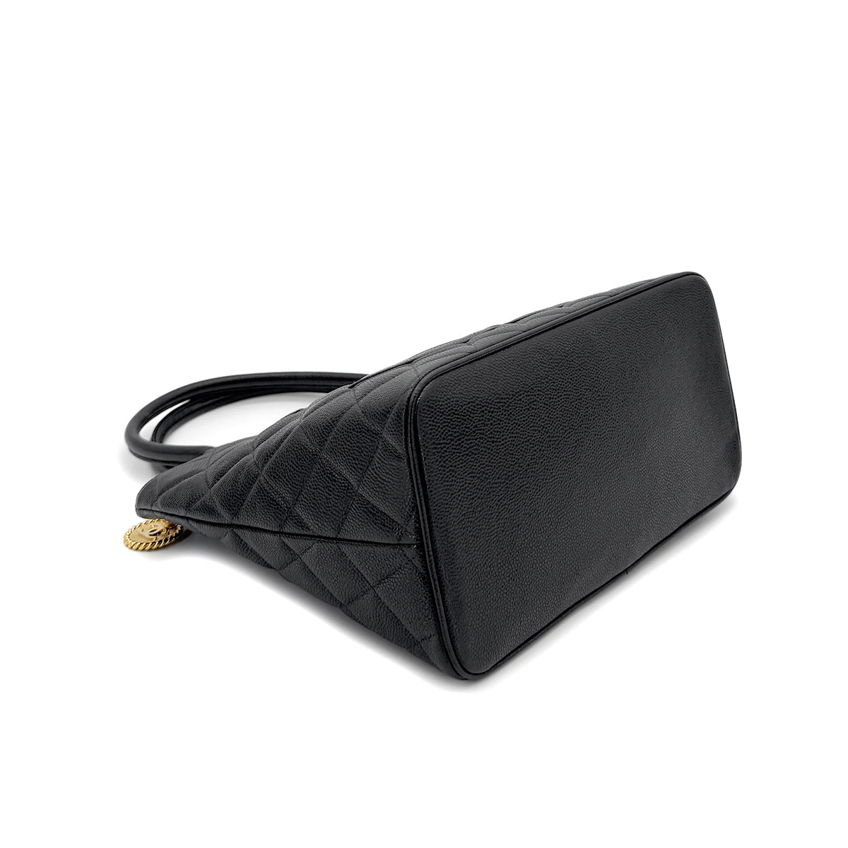 CHANEL VINTAGE MEDALLION TOTE BAG BLACK CAVIAR SKIN 90286569