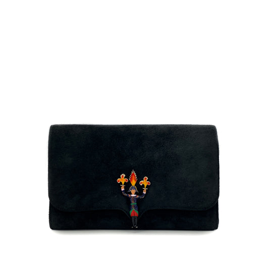 HERMES CLUTCH BAG BLACK DEBRIS 〇Q 90286572
