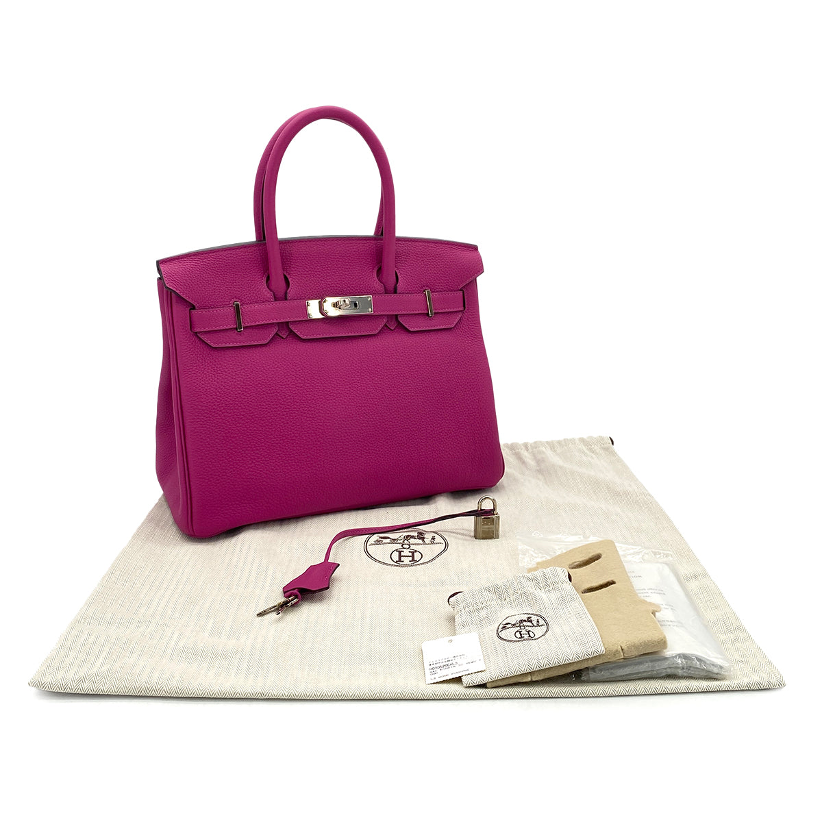 HERMES BIRKIN 30 ROSE PURPLE TOGO HAND BAG C SHW 90286579