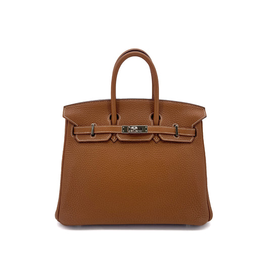 HERMES BIRKIN 25 GOLD TOGO HAND BAG □P SHW 90286580