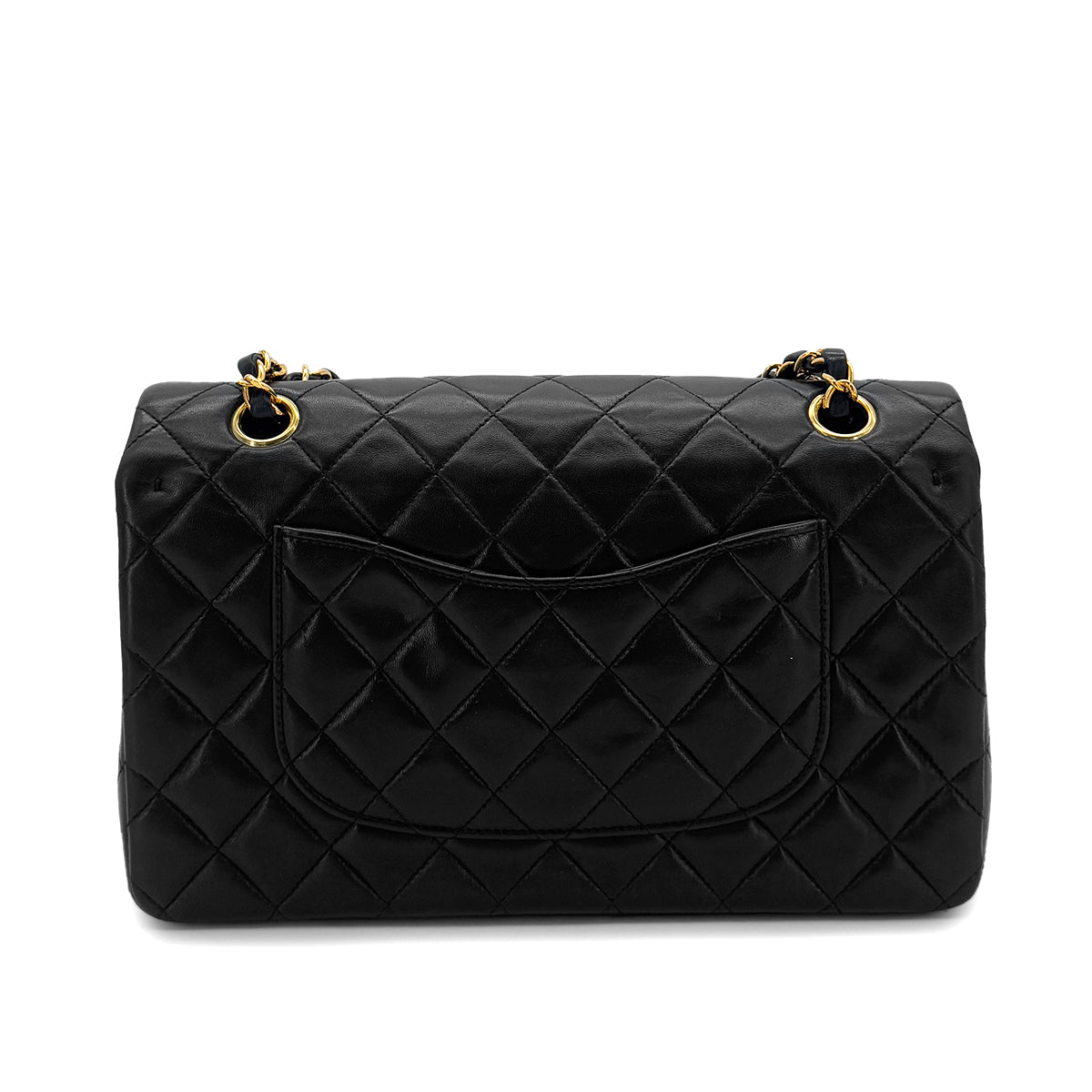 CHANEL VINTAGE CLASSIC FLAP MEDIUM CHAIN SHOULDER BAG BLACK LAMB SKIN 90286588