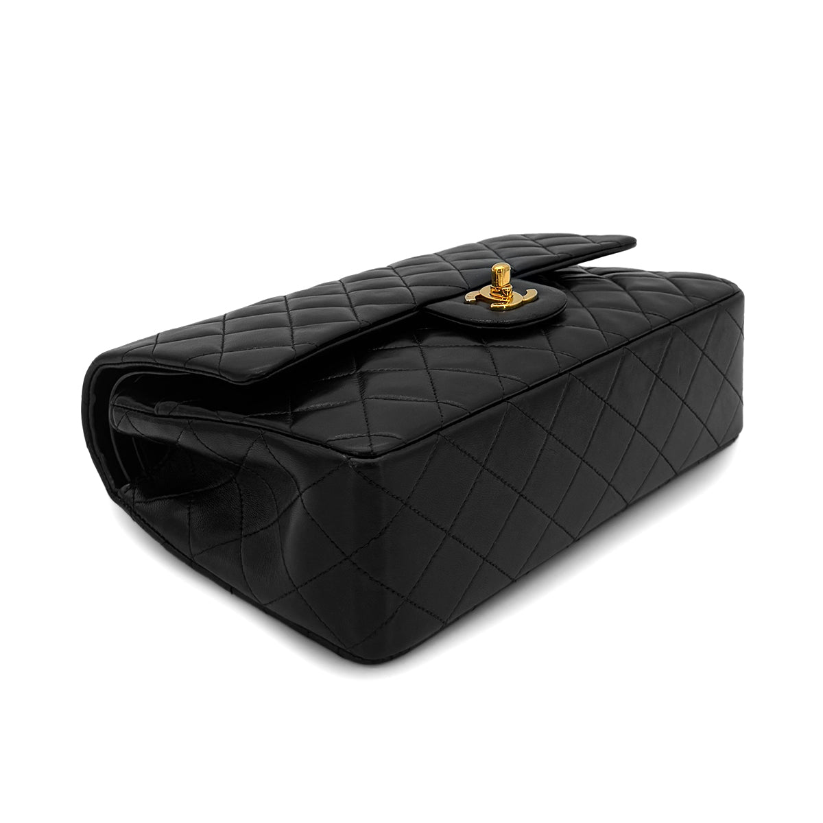 CHANEL VINTAGE CLASSIC FLAP MEDIUM CHAIN SHOULDER BAG BLACK LAMB SKIN 90286588