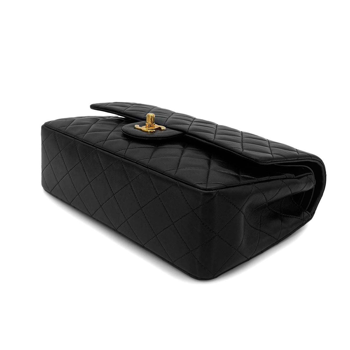 CHANEL VINTAGE CLASSIC FLAP MEDIUM CHAIN SHOULDER BAG BLACK LAMB SKIN 90286588