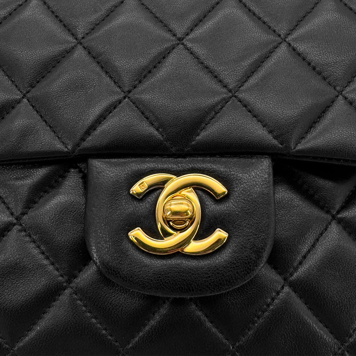 CHANEL VINTAGE CLASSIC FLAP MEDIUM CHAIN SHOULDER BAG BLACK LAMB SKIN 90286588