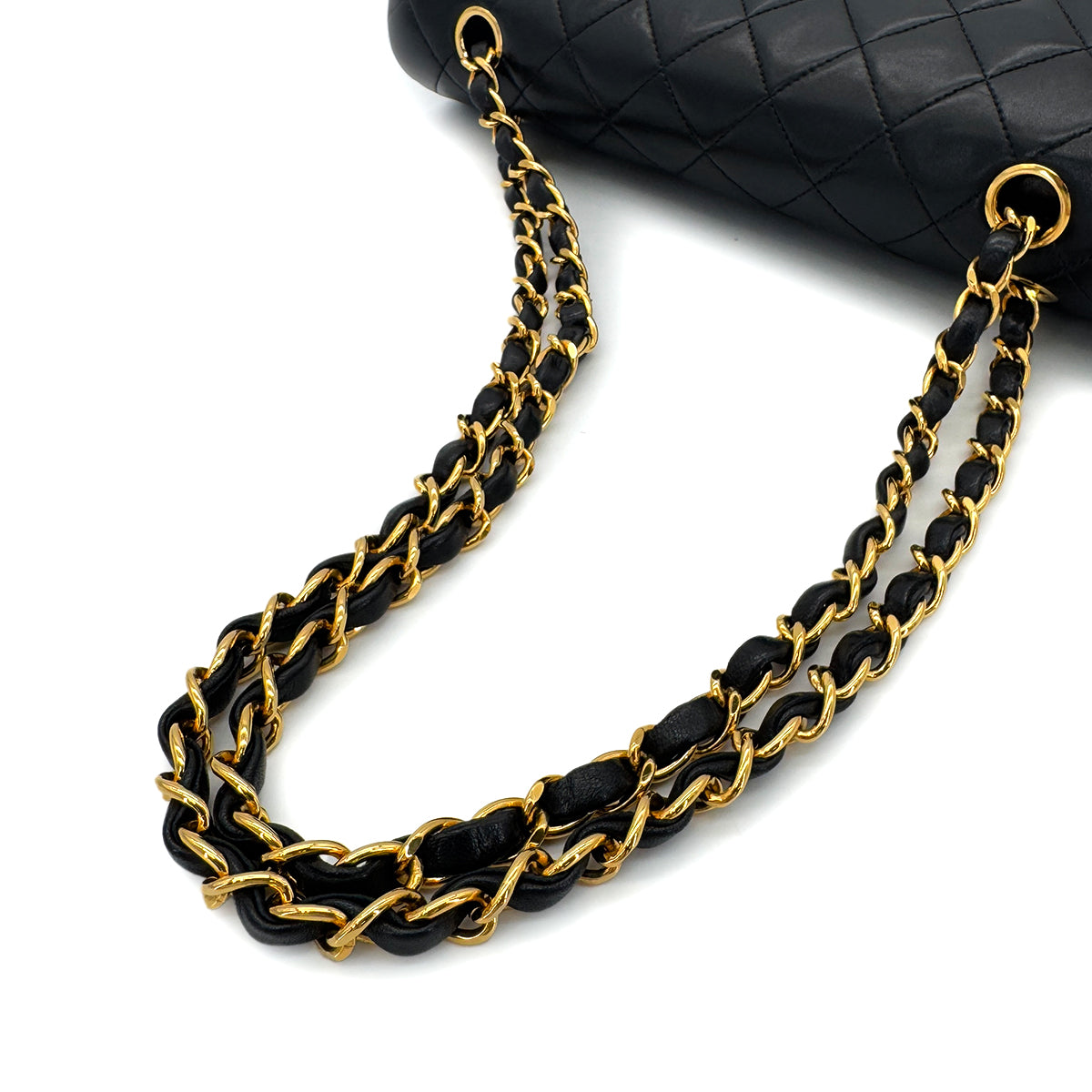 CHANEL VINTAGE CLASSIC FLAP MEDIUM CHAIN SHOULDER BAG BLACK LAMB SKIN 90286588