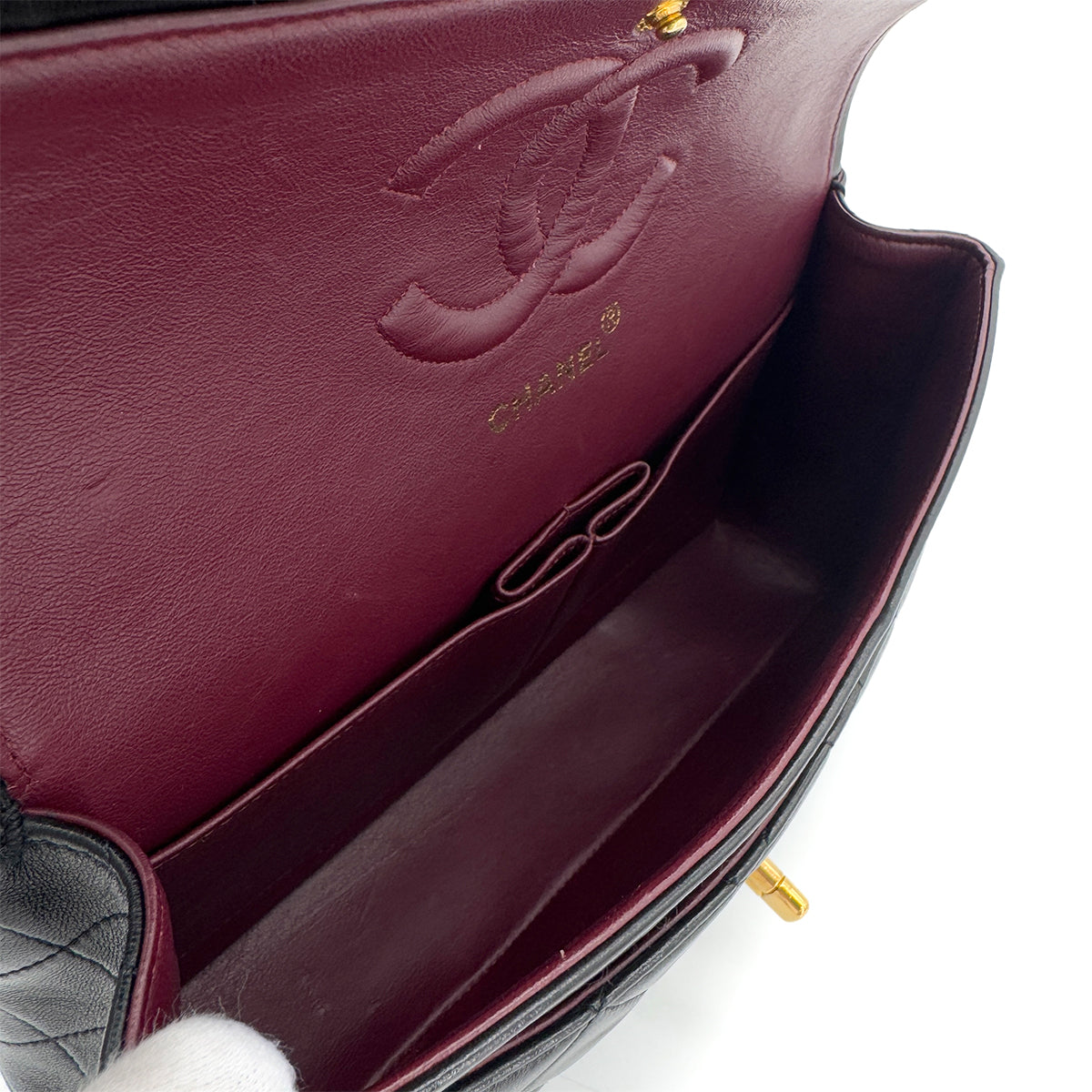 CHANEL VINTAGE CLASSIC FLAP MEDIUM CHAIN SHOULDER BAG BLACK LAMB SKIN 90286588