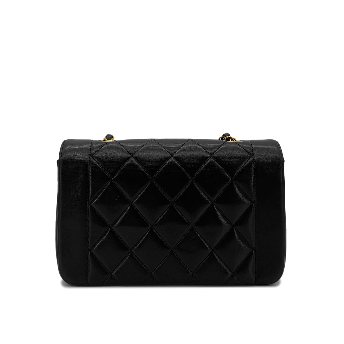 CHANEL VINTAGE DIANA SMALL CHAIN SHOULDER BAG BLACK LAMB SKIN 90286602