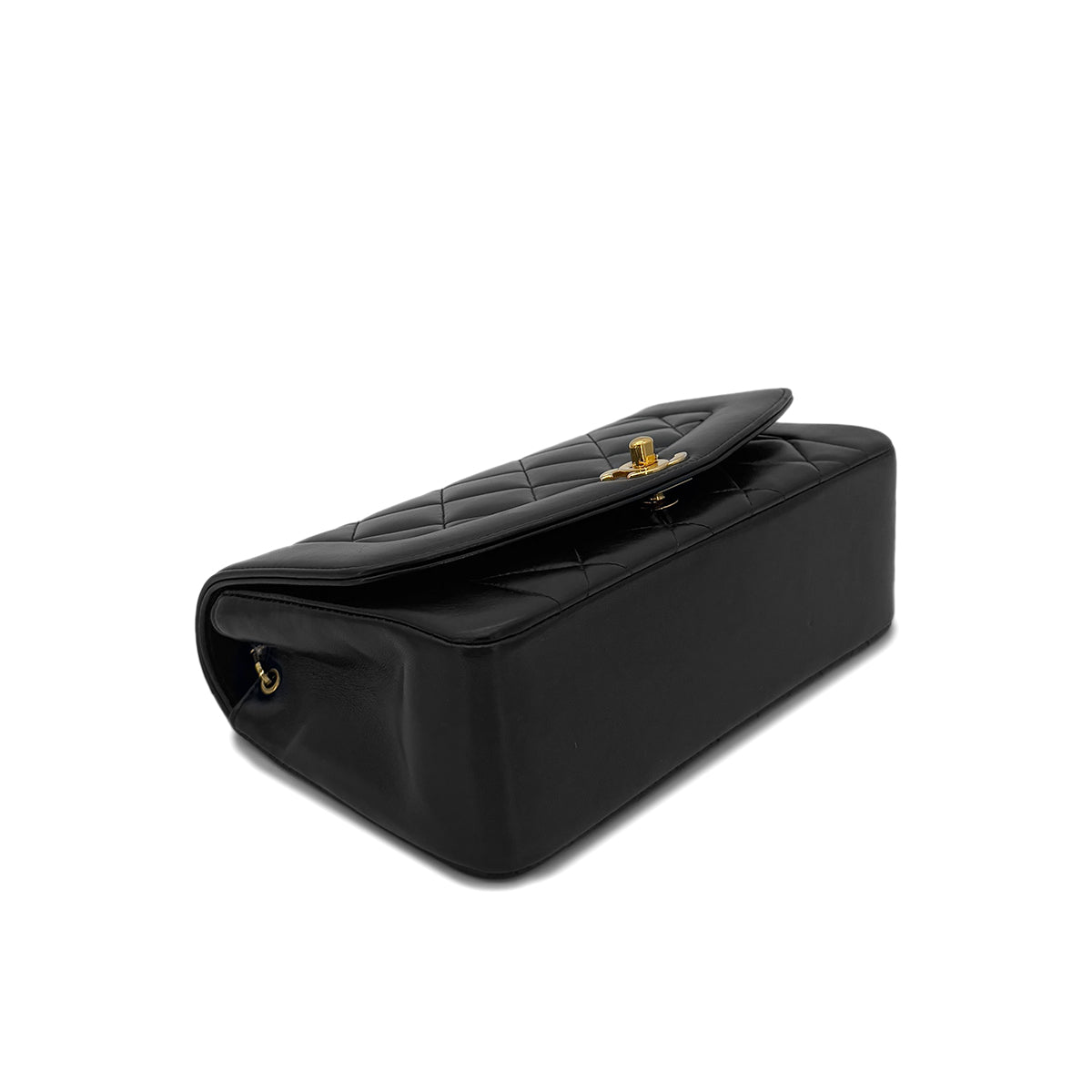 CHANEL VINTAGE DIANA SMALL CHAIN SHOULDER BAG BLACK LAMB SKIN 90286602