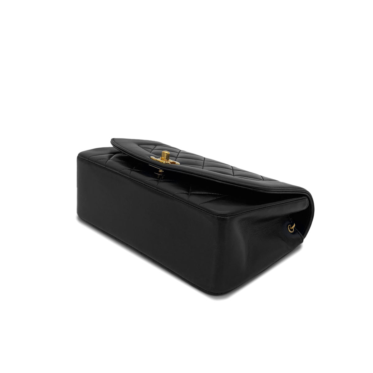 CHANEL VINTAGE DIANA SMALL CHAIN SHOULDER BAG BLACK LAMB SKIN 90286602