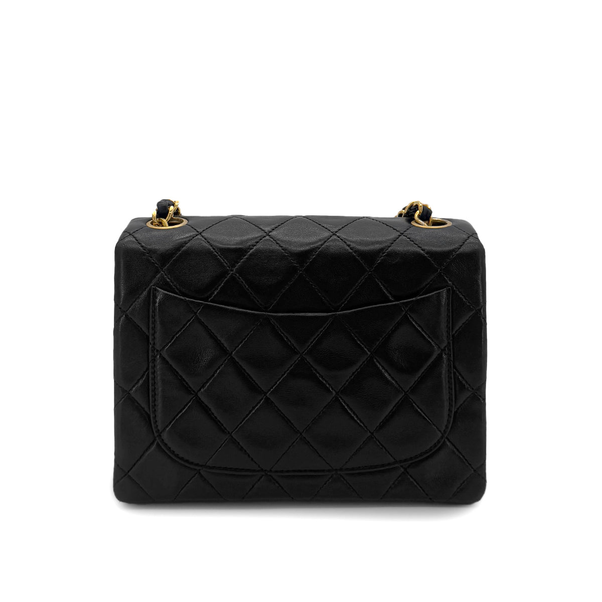 CHANEL VINTAGE MINI SQUARE 17 CHAIN SHOULDER BAG BLACK LAMB SKIN 90286603