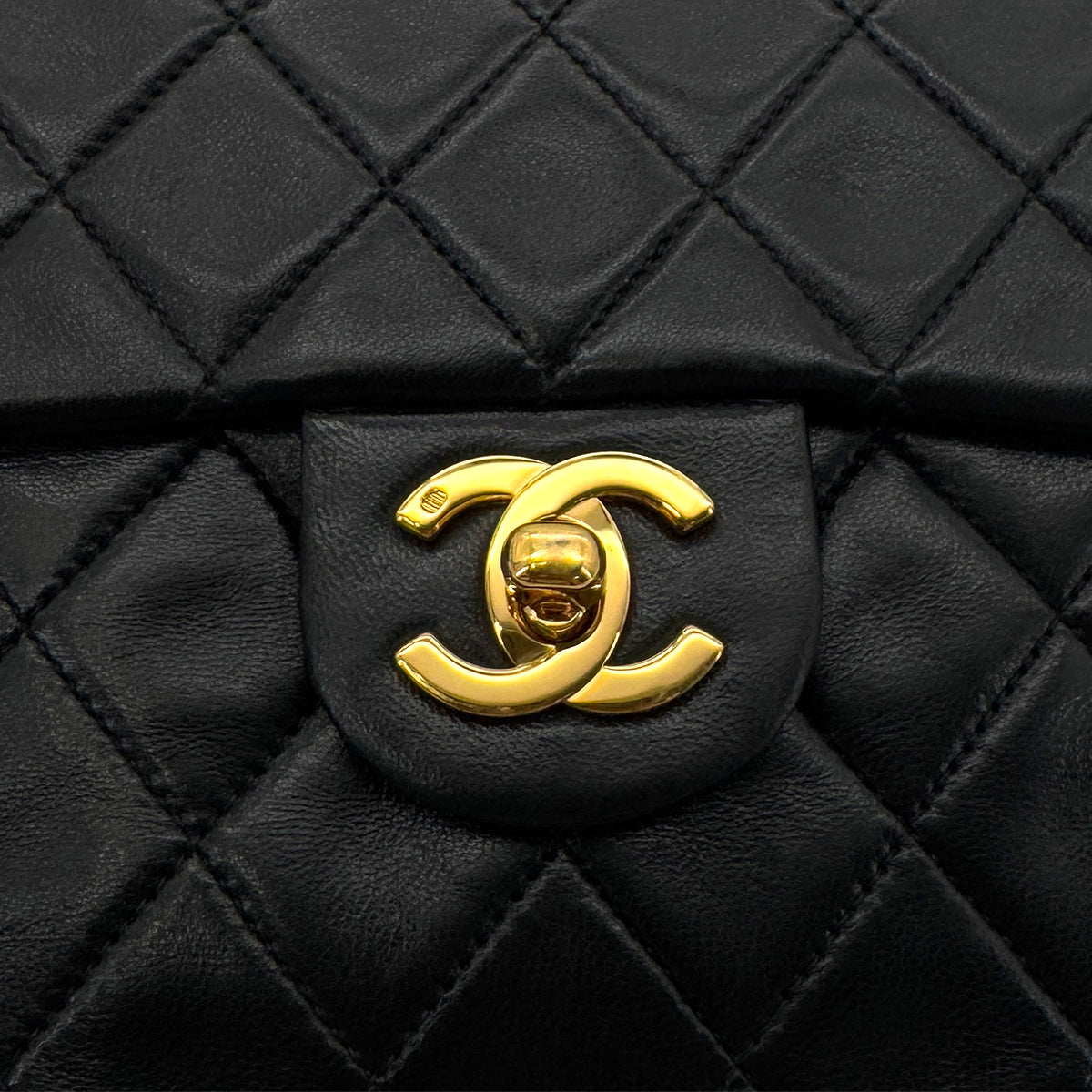 CHANEL VINTAGE MINI SQUARE 17 CHAIN SHOULDER BAG BLACK LAMB SKIN 90286603