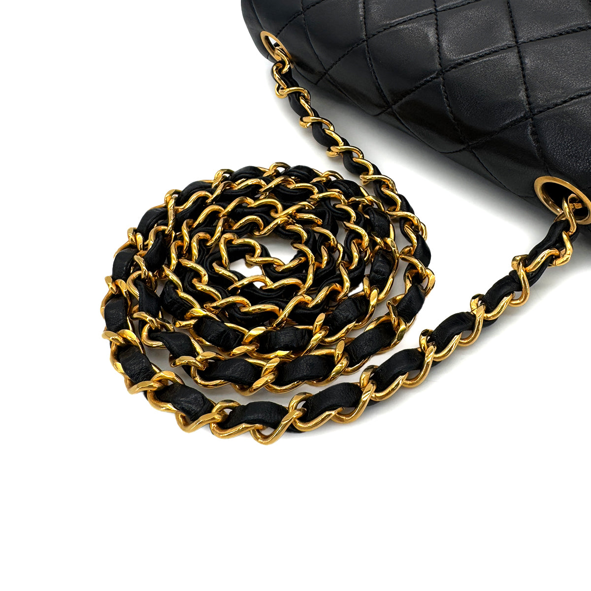 CHANEL VINTAGE MINI SQUARE 17 CHAIN SHOULDER BAG BLACK LAMB SKIN 90286603