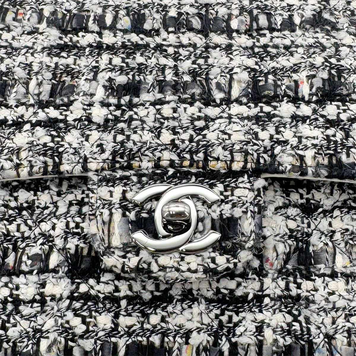 CHANEL VINTAGE MATELASSE CHAIN SHOULDER BAG BLACK WHITE TWEED 90286604