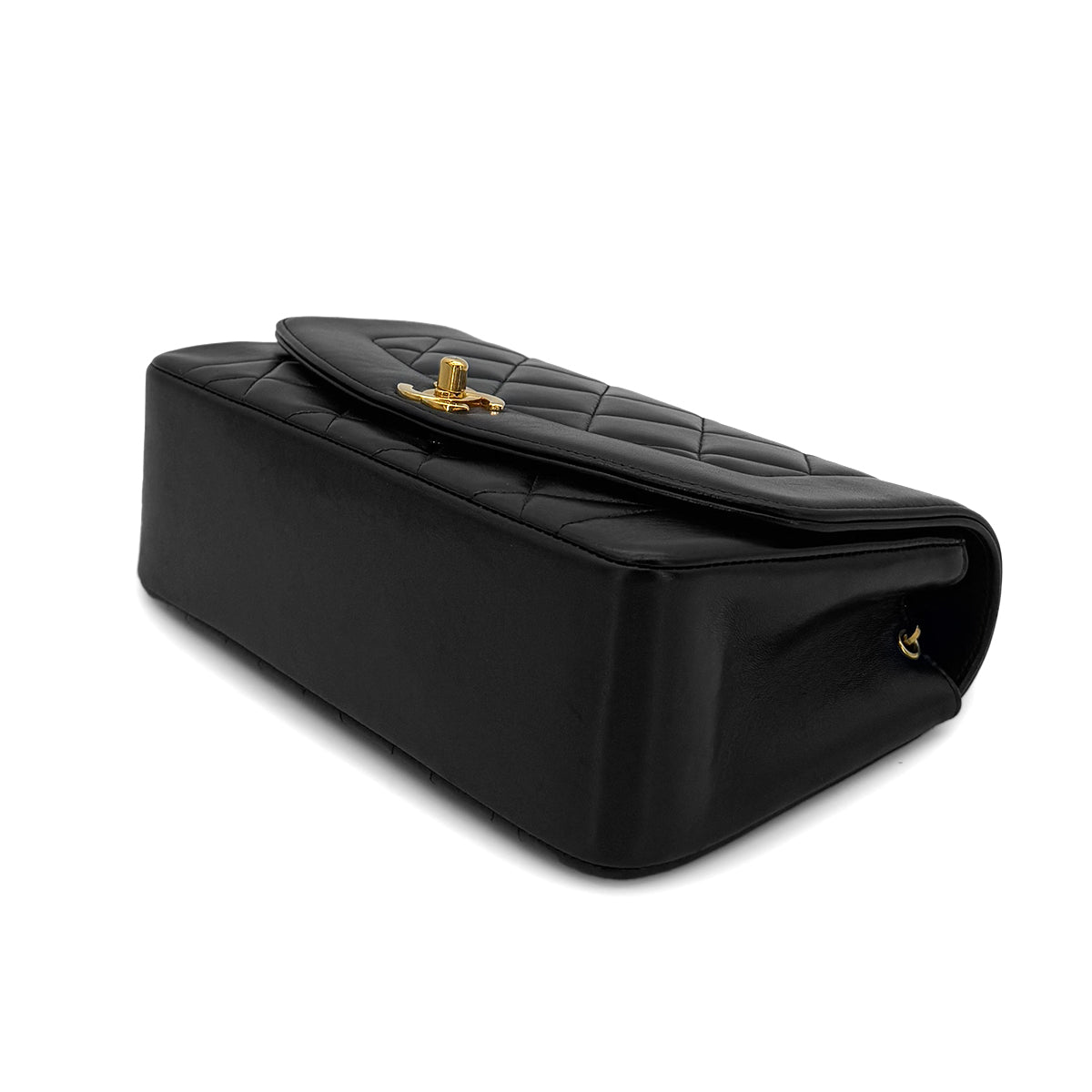 CHANEL VINTAGE DIANA SMALL CHAIN SHOULDER BAG BLACK LAMB SKIN 90286626