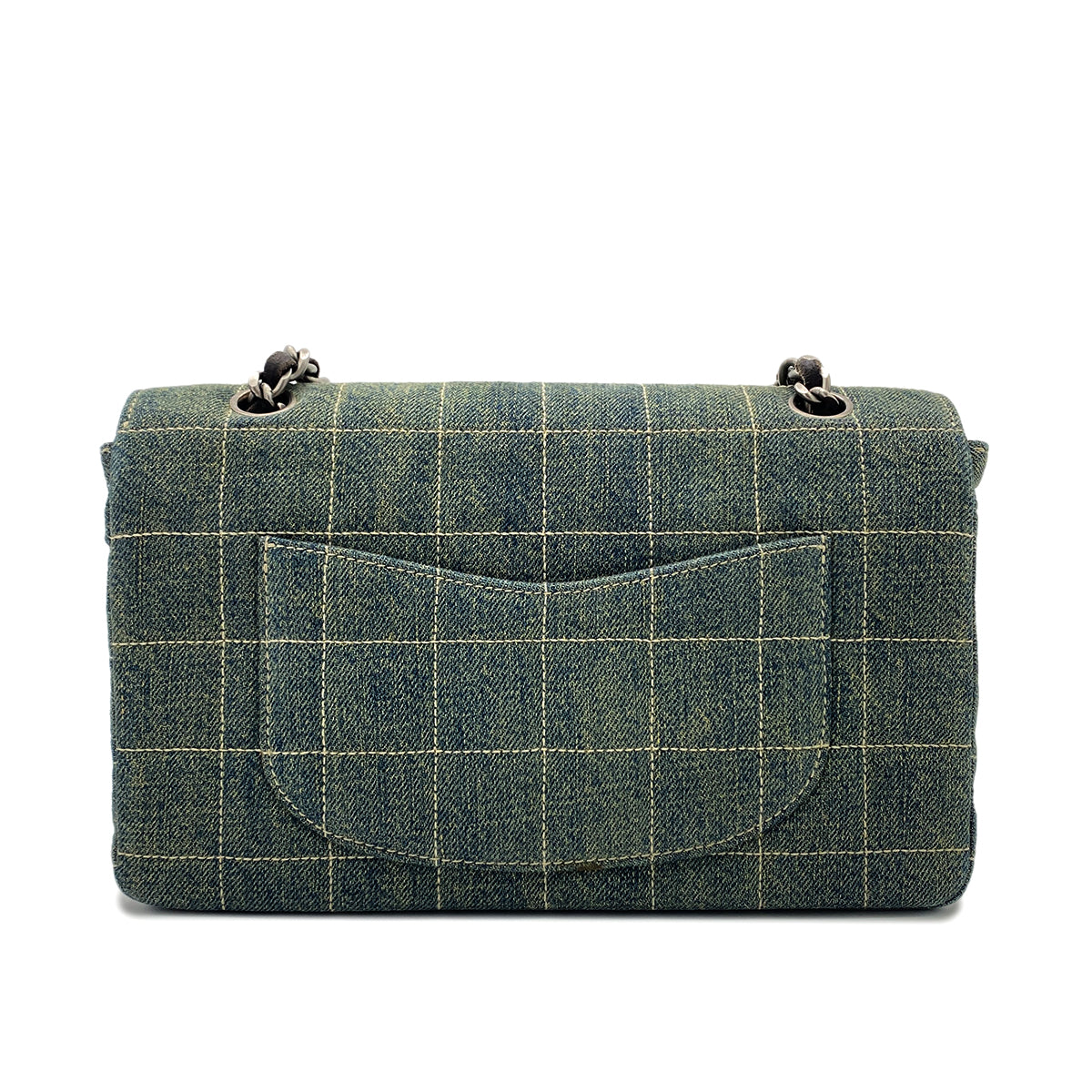 CHANEL VINTAGE CHOCOLATE BAR CHAIN SHOULDER BAG BLUE DENIM 90286635