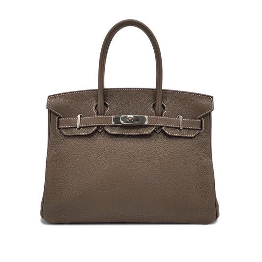 HERMES BIRKIN 30 ETOUPE TAURILLON CLEMENCE HAND BAG □R SHW 90286856