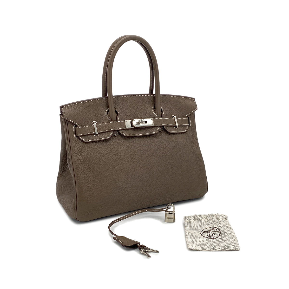 HERMES BIRKIN 30 ETOUPE TAURILLON CLEMENCE HAND BAG □R SHW 90286856