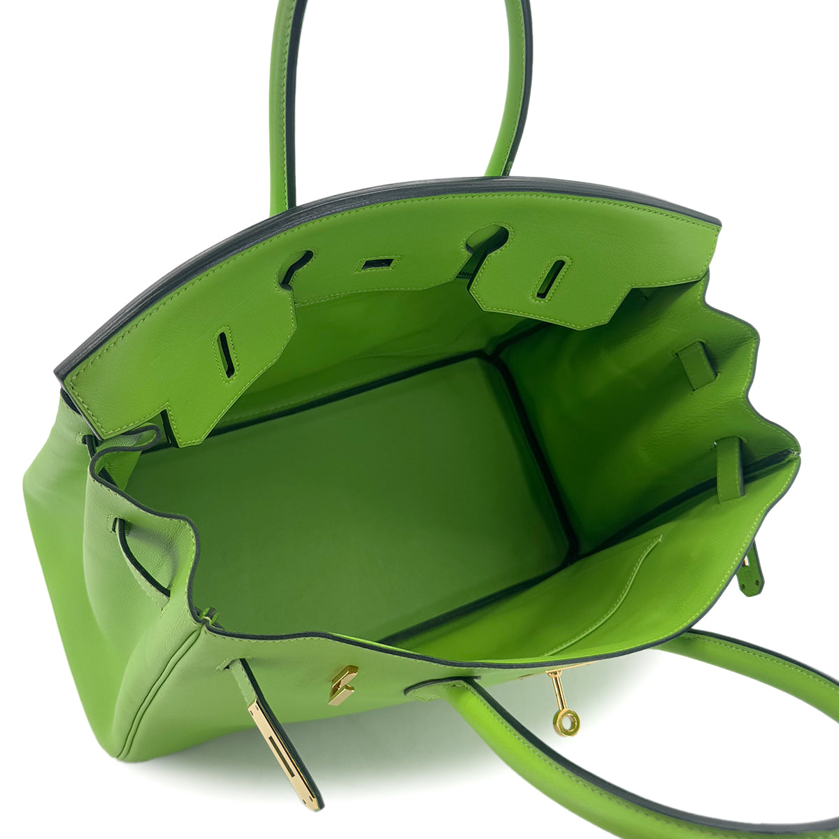 HERMES BIRKIN 35 APPLE GREEN VEAU SWIFT HAND BAG □C GHW 90286860
