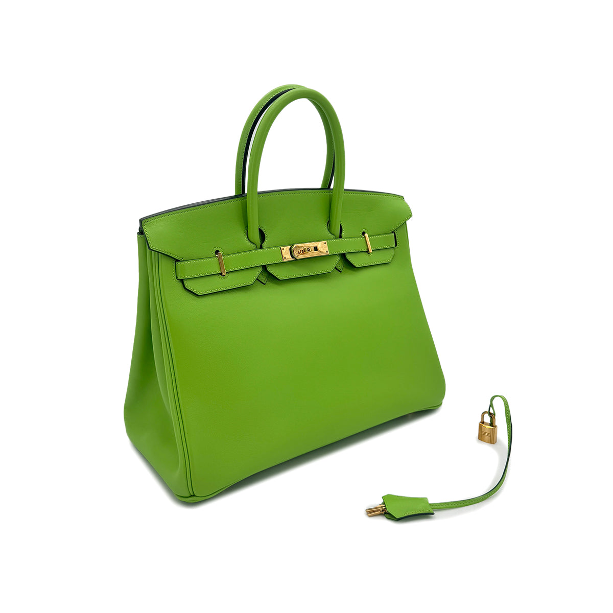 HERMES BIRKIN 35 APPLE GREEN VEAU SWIFT HAND BAG □C GHW 90286860