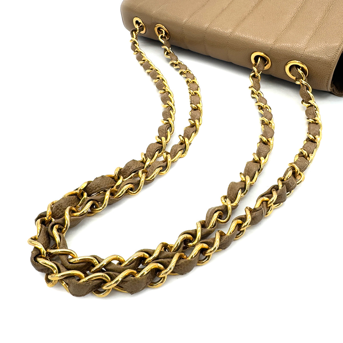 CHANEL VINTAGE MADEMOISELLE CHAIN SHOULDER BAG BROWN CAVIAR SKIN 90286861