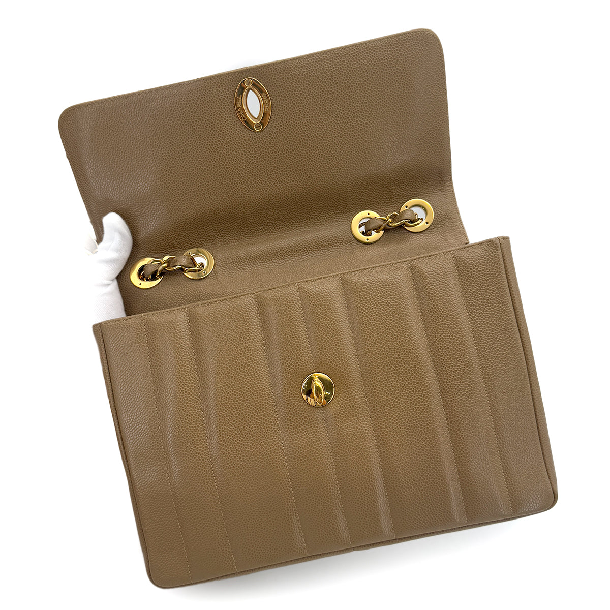 CHANEL VINTAGE MADEMOISELLE CHAIN SHOULDER BAG BROWN CAVIAR SKIN 90286861