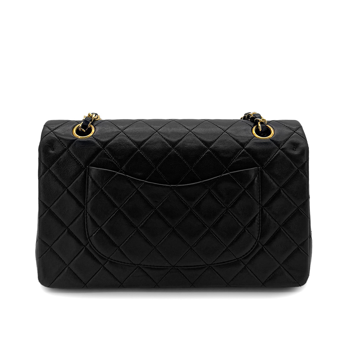 CHANEL VINTAGE CLASSIC FLAP MEDIUM CHAIN SHOULDER BAG BLACK LAMB SKIN 90286862