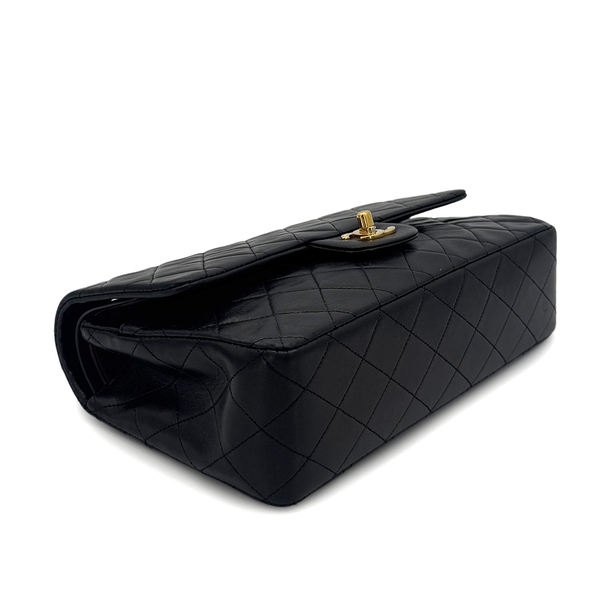 CHANEL VINTAGE CLASSIC FLAP MEDIUM CHAIN SHOULDER BAG BLACK LAMB SKIN 90286862