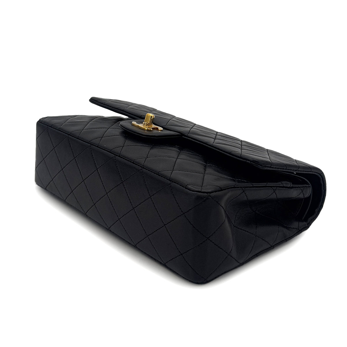 CHANEL VINTAGE CLASSIC FLAP MEDIUM CHAIN SHOULDER BAG BLACK LAMB SKIN 90286862