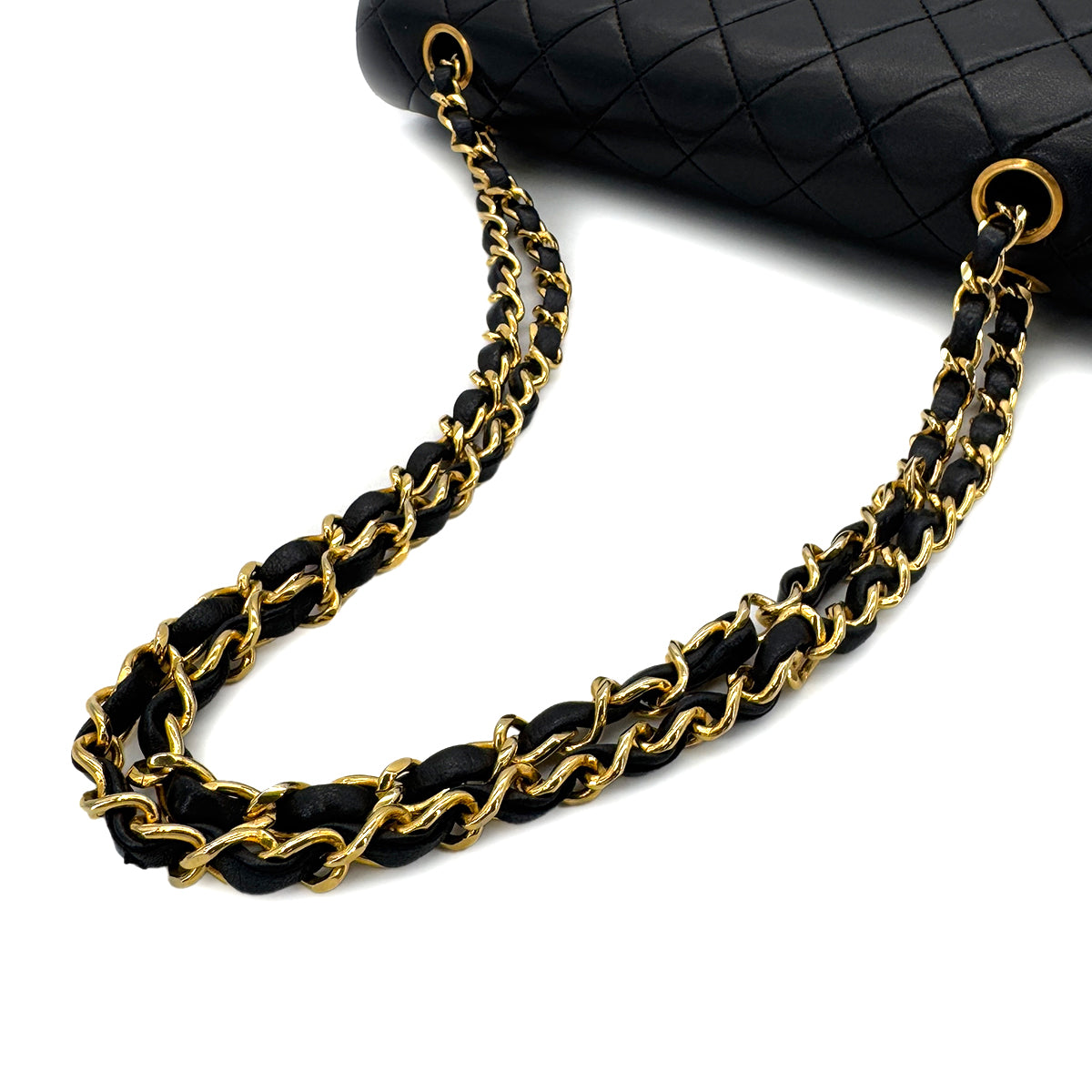 CHANEL VINTAGE CLASSIC FLAP MEDIUM CHAIN SHOULDER BAG BLACK LAMB SKIN 90286862