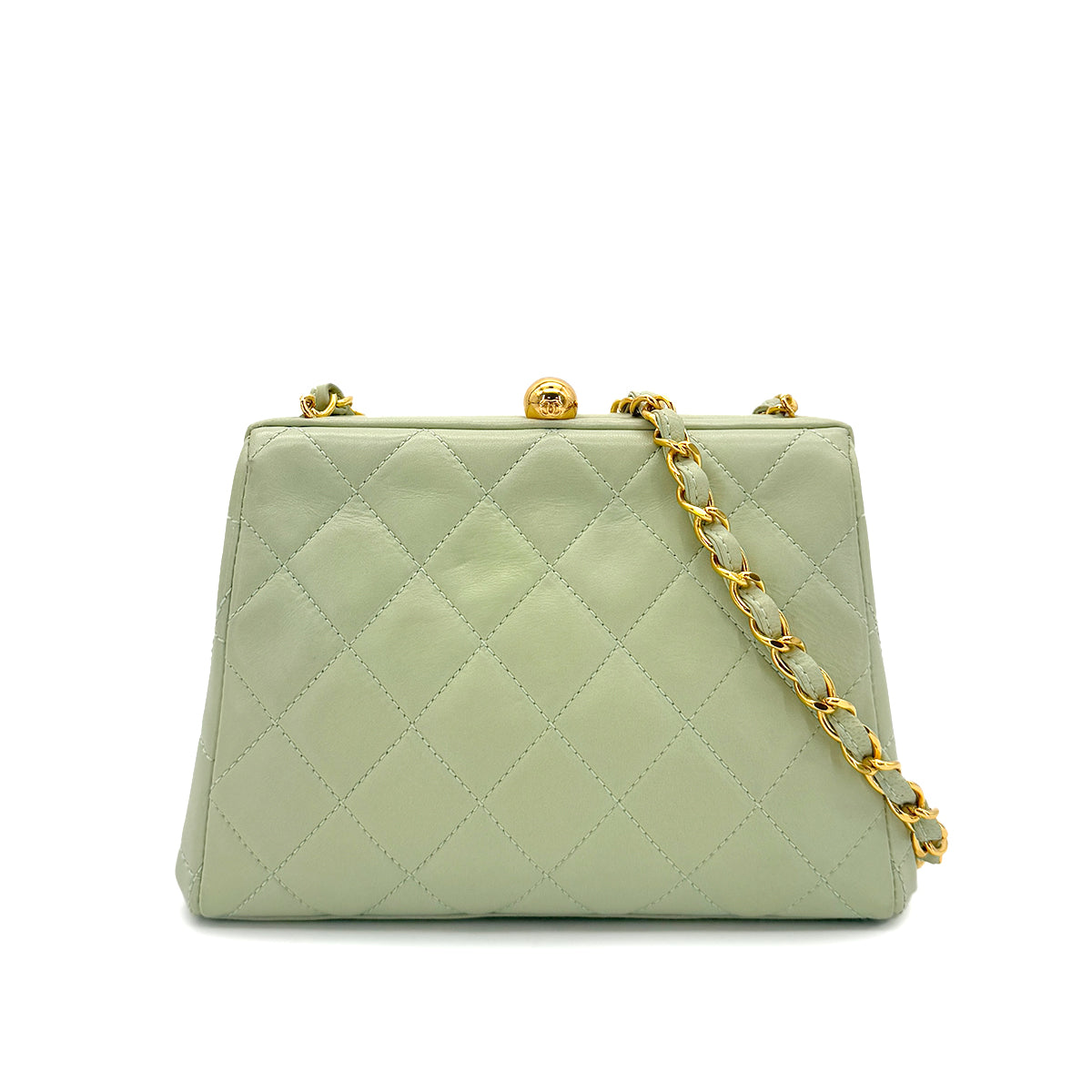 CHANEL VINTAGE COCOMARK MATELASSE CHAIN SHOULDER BAG LIGHT GREEN LAMB SKIN 90286864