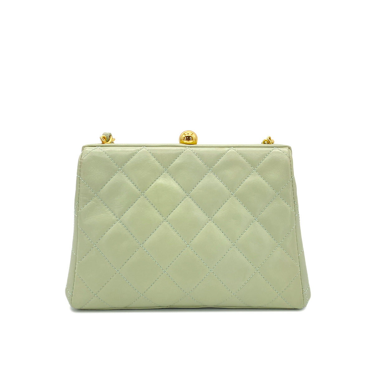 CHANEL VINTAGE COCOMARK MATELASSE CHAIN SHOULDER BAG LIGHT GREEN LAMB SKIN 90286864