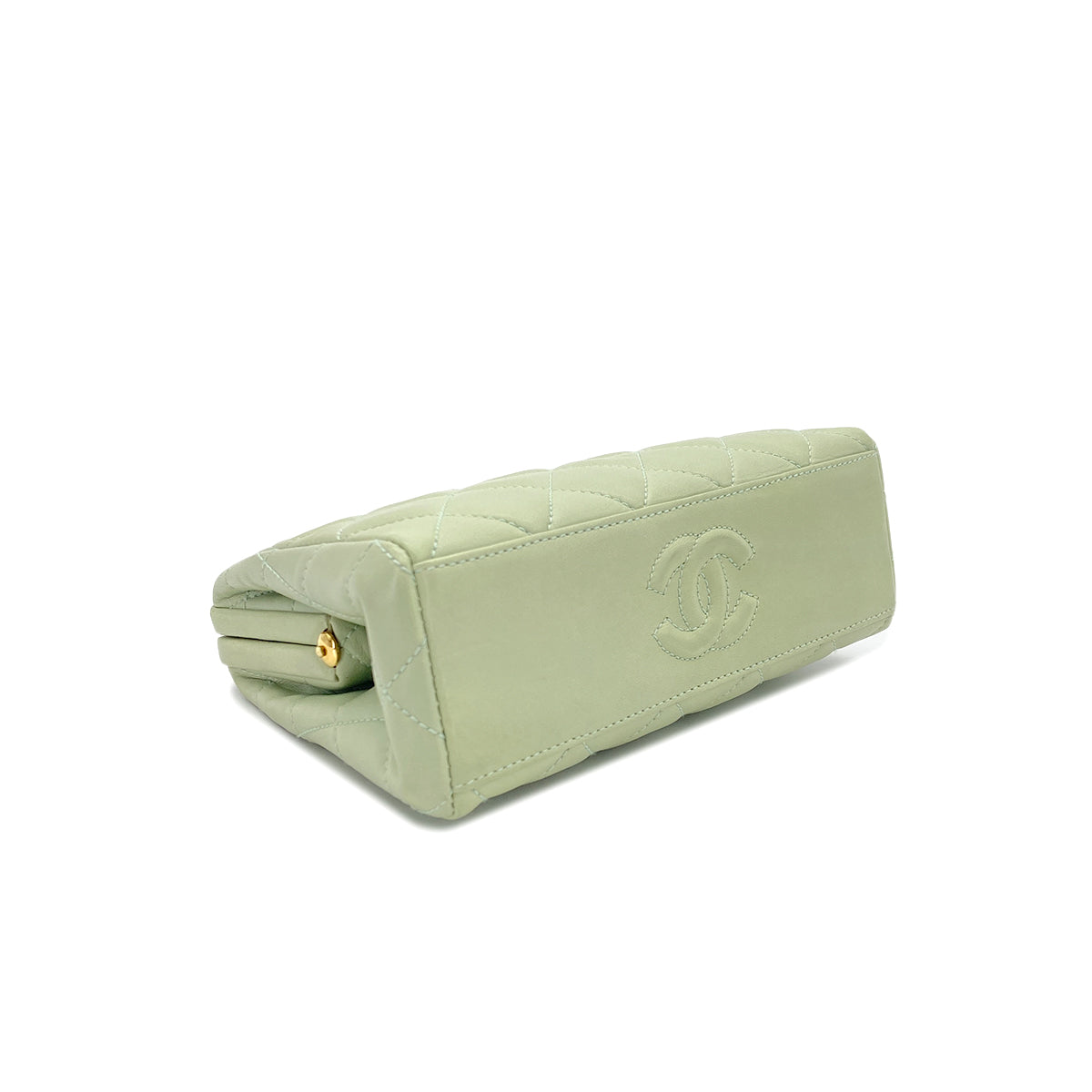 CHANEL VINTAGE COCOMARK MATELASSE CHAIN SHOULDER BAG LIGHT GREEN LAMB SKIN 90286864