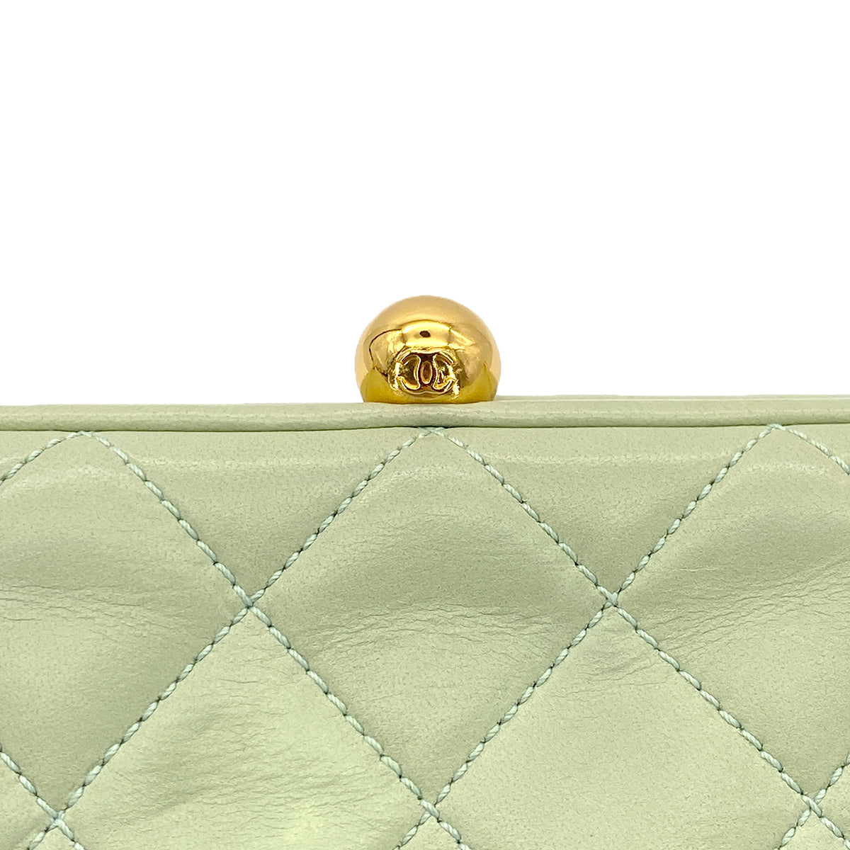 CHANEL VINTAGE COCOMARK MATELASSE CHAIN SHOULDER BAG LIGHT GREEN LAMB SKIN 90286864
