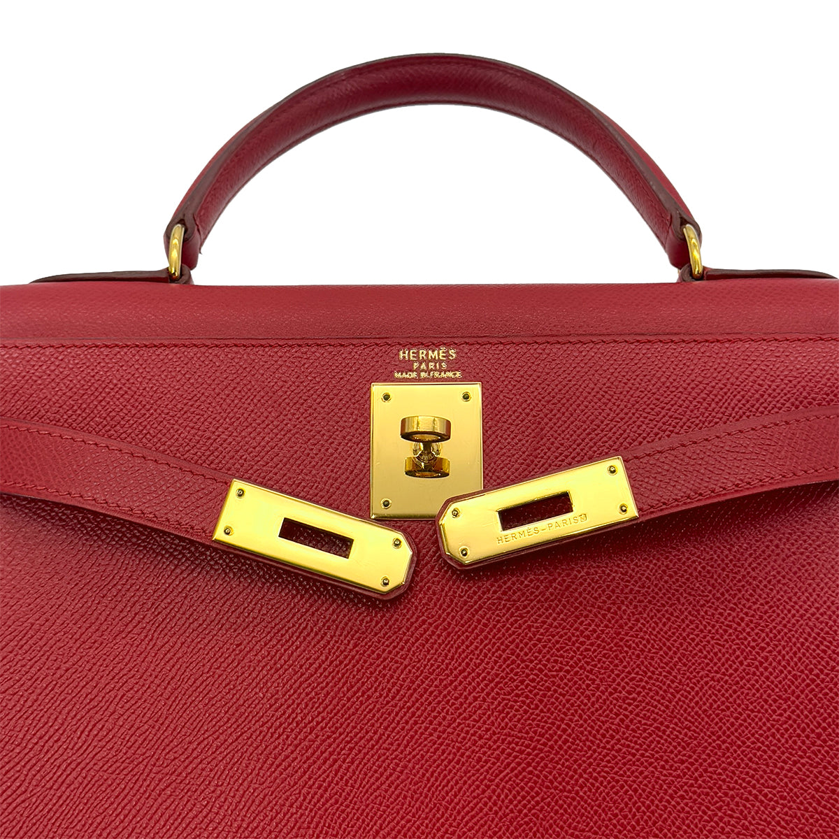 HERMES KELLY 28 SELLIER ROUGE VIF COUCHEVEL HAND SHOULDER BAG 〇X GHW 90286866