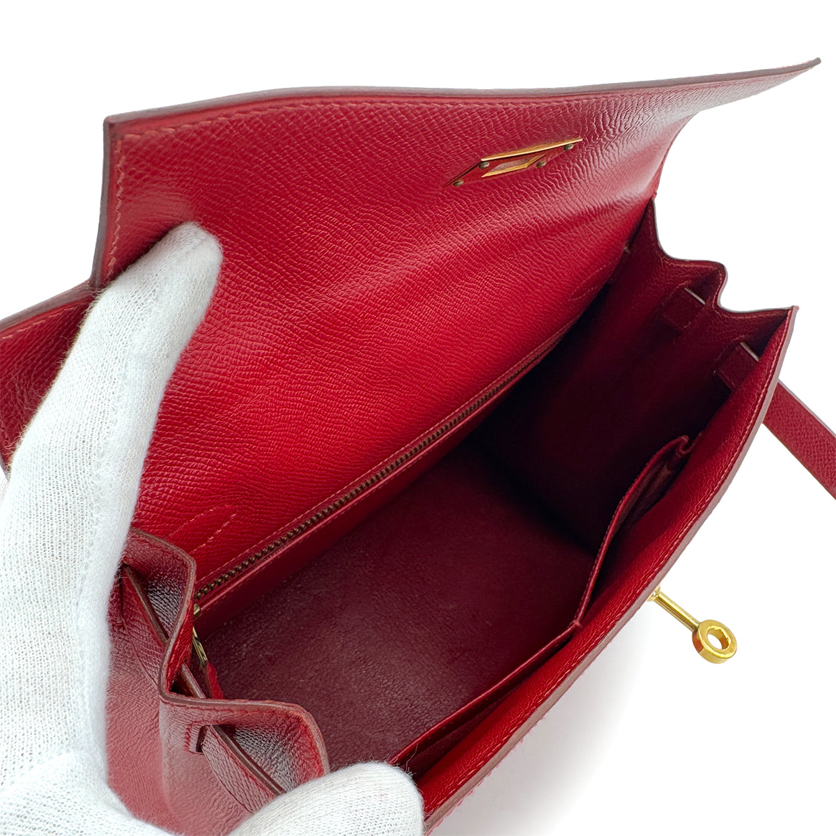 HERMES KELLY 28 SELLIER ROUGE VIF COUCHEVEL HAND SHOULDER BAG 〇X GHW 90286866