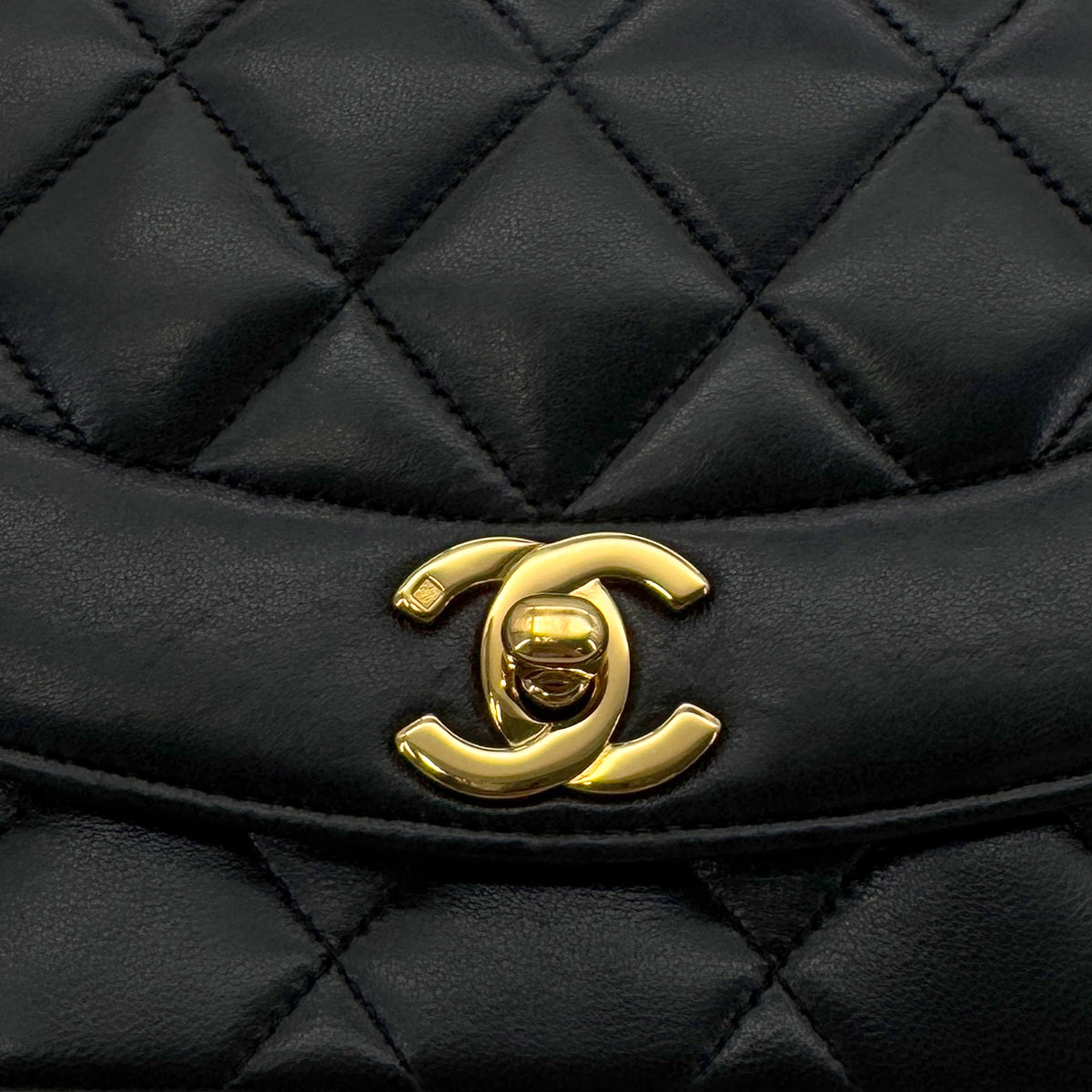 CHANEL VINTAGE DIANA SMALL CHAIN SHOULDER BAG BLACK LAMB SKIN 90286873